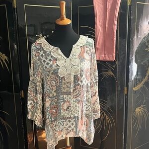 Spense Multicolor Floral Crochet Women's Blouse